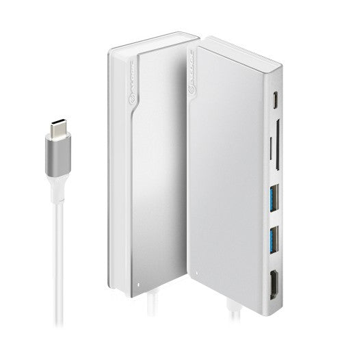 ALOGIC Ultra USB-C Dock UNI - 2 x USB-A (USB 3.0); 1 x USB-C (Data/PD 100W); 1 x SD Card Slot; 1 x Micro SD Card Slot; 1 x HDMI 4K @30Hz - Silver