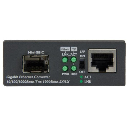 StarTech.com Multi-Mode (MM) / Single Mode (SM) Fiber Media Converter for 10/100/1000 Networks, Standalone Gigabit Ethernet to Fiber Converter, Open SFP Slot - TAA