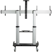StarTech.com Dual TV Cart for 37-60in VESA TVs up to 110lb/50kg each - Height Adjustable TV Mount, Mobile Display Cart w/ Equipment Shelves - Rolling TV Cart on Wheels - Rolling TV Stand