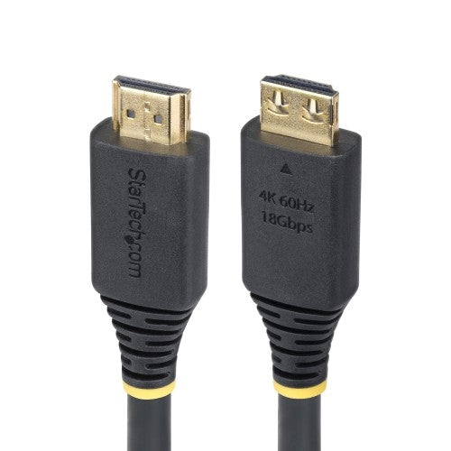 StarTech.com 15ft (4.6m) High Speed HDMI Cable with Gripping Connectors, 4K 60Hz/1440p 144Hz, HDR10/HDCP 2.2/ARC, 18Gbps, UHD HDMI Cord for TV/Monitor/Display, TPE Jacket