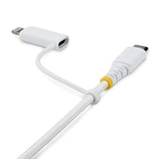 StarTech.com 2m (6ft) 2-in-1 Rugged USB-C Charging Cable with Lightning Adapter, 30W/60W (3A), Apple MFi Certified, Braided USB C Charger Cord for iPhone/iPad/Android