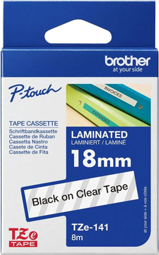 Brother TZE-141 label-making tape Black on transparent
