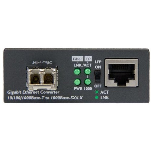 StarTech.com Multi-Mode (MM) LC Fiber Media Converter for 10/100/1000 Networks, Standalone Gigabit Ethernet to LC Converter, SFP Transceiver Included, 850nm, 550m - TAA