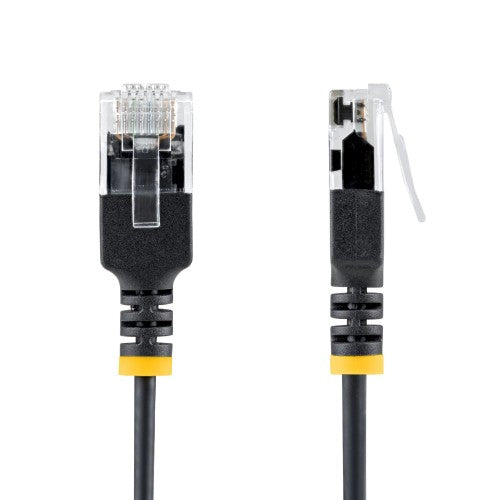 StarTech.com 50cm Black Ultra Slim Cat6A Ethernet Cable, UTP, Pure Bare Copper Wire, 34AWG Slim RJ45 Network Patch Cord, Individually Tested