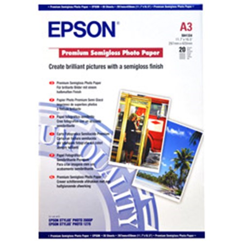 Epson Premium Semigloss Photo Paper, DIN A3, 250g/m2, 20 Sheets