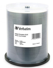 Verbatim CD-R 80MIN 700MB 52X White Inkjet Printable, Hub Printable 100pk Spindle 100 pc(s)