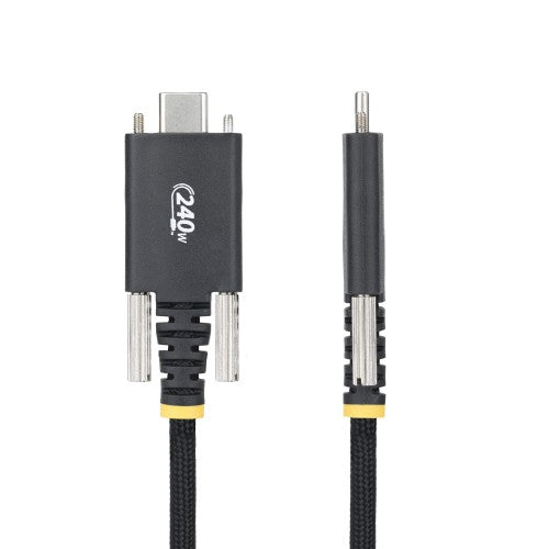 StarTech.com 10ft (3m) USB-C Charging Cable, Durable and Ultra-Flexible, Side Screw Locking, 240W (5A) PD EPR, USB 2.0 Laptop Charger Cable, USB-IF Certified, Rugged USB-C Charging Cord