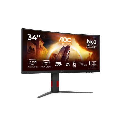 AOC G4 CU34G4 computer monitor 86.4 cm (34") 3440 x 1440 pixels Wide Quad HD LED Black, Red