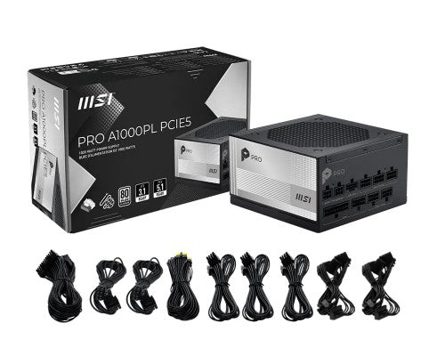 MSI PRO A1000PL PCIE5 power supply unit 1000 W 20+4 pin ATX ATX Black