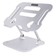 StarTech.com Laptop Stand for Desk, Ergonomic Laptop Stand Adjustable Height, Aluminum, Portable, Supports up to 22lb (10kg), Foldable Laptop Holder for Desk - Angled Notebook Computer Riser/Lift