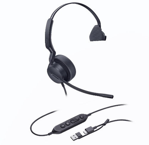 Yealink *Last Stock Yealink UH44 Mono Teams USB-C/A Microsoft Certified USB Wired Headset, Dual Noise-Canceling Microphones, 35mm Speaker, Busylight Leather E