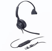 Yealink *Last Stock Yealink UH44 Mono Teams USB-C/A Microsoft Certified USB Wired Headset, Dual Noise-Canceling Microphones, 35mm Speaker, Busylight Leather E