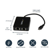 StarTech.com USB-C to Dual Gigabit Ethernet Adapter with USB 3.0 (Type-A) Port, USB Type-C Gigabit Network Adapter
