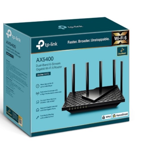 TP-Link Archer AX72 wireless router Gigabit Ethernet Dual-band (2.4 GHz / 5 GHz) Black