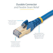 StarTech.com 3m CAT6a Ethernet Cable - 10 Gigabit Shielded Snagless RJ45 100W PoE Patch Cord - 10GbE STP Network Cable w/Strain Relief - Blue Individually Tested/Wiring is UL Certified/TIA