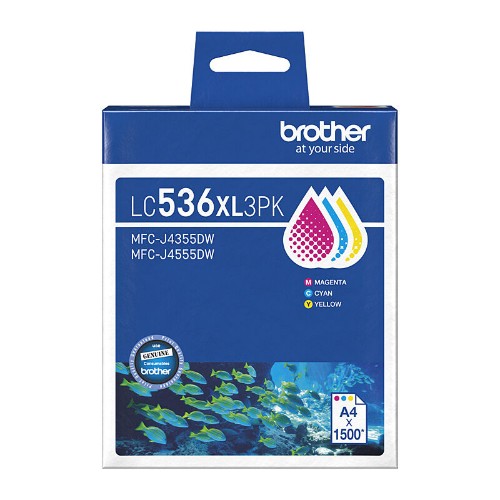 Brother LC536XL 3PK VALUE PACK 1X CYAN, 1X MAGENTA, 1X YELLOW
