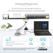 StarTech.com USB C Docking Station, Dual 4K 60Hz HDMI compatible with MacBook Pro (M1/M2/M3/M4) and Windows, USB-A/USB-C 10Gbps Hub, 100W Power Delivery, GbE, SD, 22in/56cm Cable