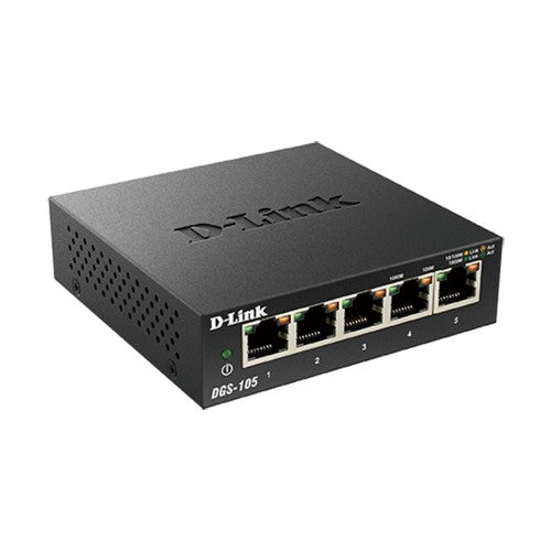 D-Link DGS-105 network switch Unmanaged L2 Gigabit Ethernet (10/100/1000) Desktop Black