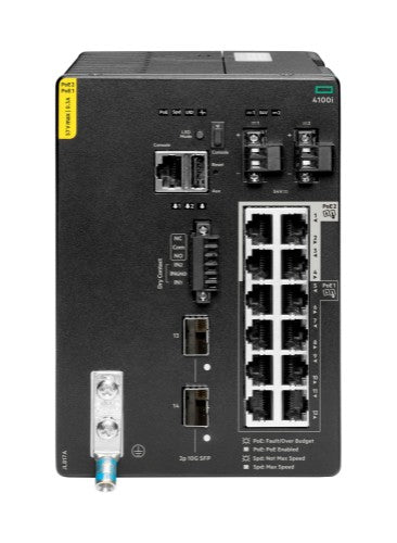 HPE Aruba Networking Networking CX4100i 12p 1GbE 8p Class4 PoE and 4p Class6 PoE 2p SFP+ DIN Mount Switch