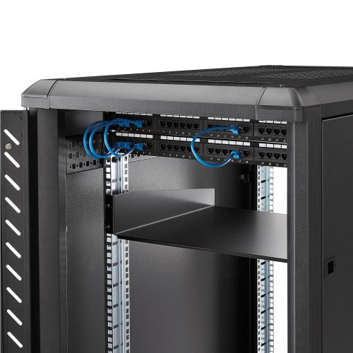 StarTech.com 2U Server Rack Shelf - Universal Rack Mount Cantilever Shelf for 19" Network Equipment Rack & Cabinet - Heavy Duty Steel - Weight Capacity 44lb/20kg - 16" Deep Tray