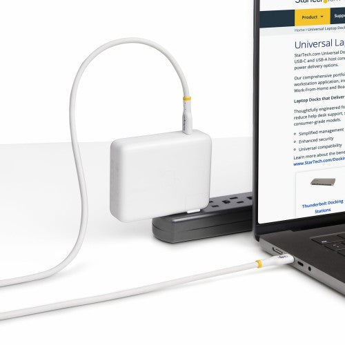 StarTech.com 6.6ft (2m) USB-C Charging Cable, Charge & Sync, 240W (5A) PD EPR, USB 2.0 Laptop Charger Cable, USB-IF Certified, TPE Jacket - White USB C Charging Cord