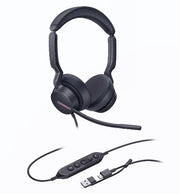 Yealink UH46 Dual UC USB-C/A Unified  Communications  USB  Wired  Headset 3-Noise-Canceling Microphones 35mm Speaker Busylight Leather Controller