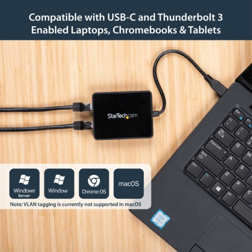StarTech.com USB-C to Dual Gigabit Ethernet Adapter with USB 3.0 (Type-A) Port, USB Type-C Gigabit Network Adapter