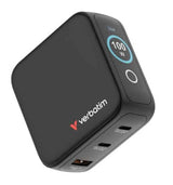 Verbatim 100W Mini GaN Charger with Display Universal Black AC Fast charging Indoor