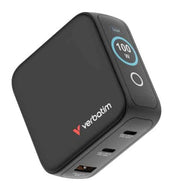 Verbatim 100W Mini GaN Charger with Display Universal Black AC Fast charging Indoor