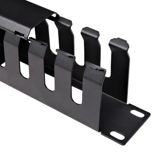 StarTech.com Horizontal 1U Server Rack Cable Management Finger Duct w/ Cover - 19" Network Rack Wire Duct Raceway Panel - Slotted Wire Duct
