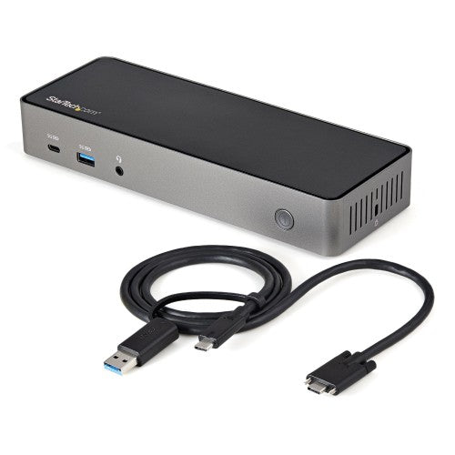 StarTech.com USB-C & USB-A Dock - Hybrid Universal Triple Monitor Laptop Docking Station w/ DisplayPort & HDMI 4K 60Hz - 85W Power Delivery, 6x USB Hub, GbE, Audio - USB 3.1 Gen 2 10Gbps