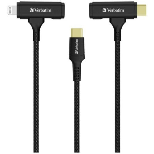 Verbatim USB-C & Lightning 2-in-1 Cable (120cm) USB cable 1.2 m USB C USB C/Lightning 0.48 Gbit/s 60 W Black