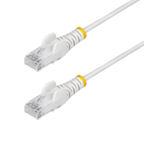 StarTech.com 1m White Slim CAT6 Ethernet Cable, Snagless, 100W PoE, UTP, LSZH, 28AWG Pure Bare Copper Wire, Slim RJ45 Network Patch Cord w/Strain Reliefs, Individually Tested