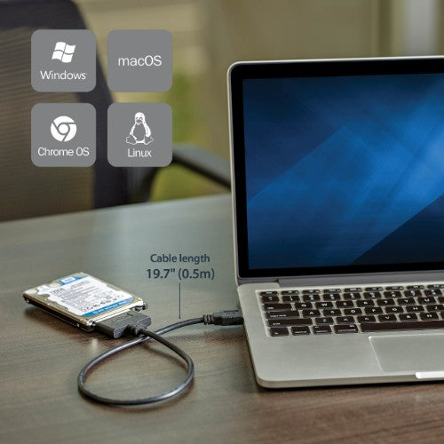 StarTech.com SATA to USB Cable, USB 10Gbps to 2.5in SATA I II III Hard Drive Adapter, External Converter for SSD or HDD Data Transfer