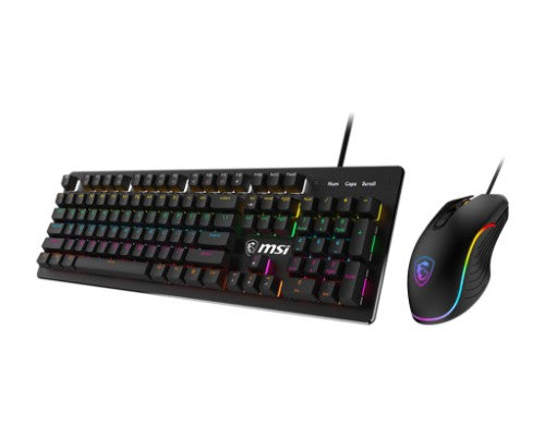 MSI FORGE GK300 COMBO BLUE US keyboard Mouse included Gaming USB QWERTY US English Black