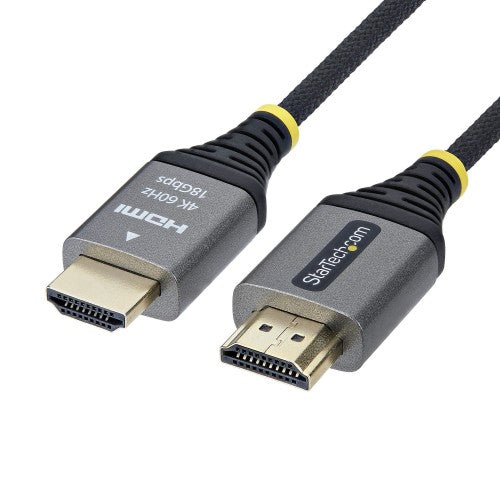 StarTech.com 50cm (1.6ft) Premium Certified High Speed HDMI Cable, Ultra Flexible HDMI Cable, 4K 60Hz/1440p 144Hz w/HDR10/ARC, 18Gbps, High Flex Braided HDMI Cord