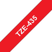 Brother TZE-435 label-making tape White on red