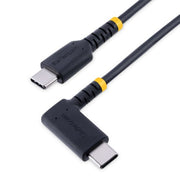 StarTech.com 6in (15cm) USB-C Fast Charging Cable, Rugged, Right-Angled, Charge & Sync, 60W (3A) PD, USB 2.0, TPE Jacket and Aramid Fiber - USB C Charging Cord