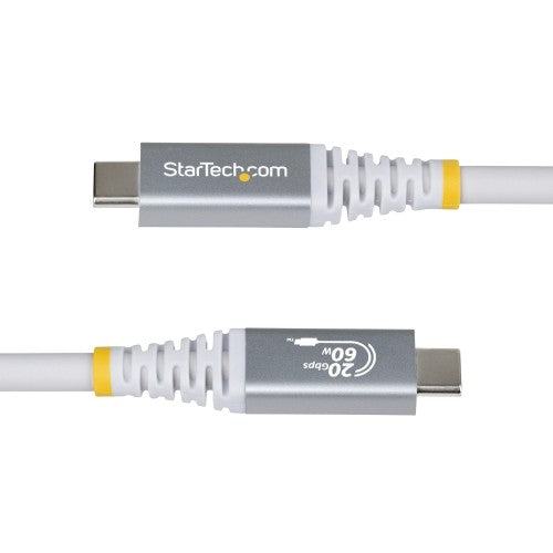 StarTech.com 3m (10ft) USB4 Cable, 20Gbps, USB-IF Certified USB-C Cable, 60W PD, 4K 120Hz DP 2.1, TPE Jacket, White USB-C Cord