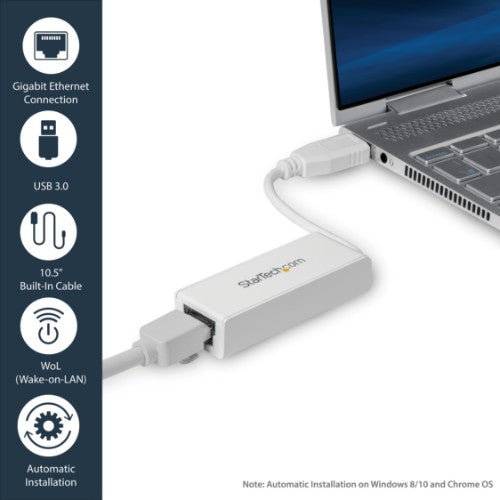 StarTech.com USB 3.0 to Gigabit Ethernet Network Adapter, 10/100/1000 Mbps, USB to RJ45, USB 3.0 to LAN Adapter, USB 3.0 Ethernet Adapter (GbE), TAA Compliant