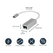 StarTech.com USB-C to Gigabit Ethernet Adapter, Aluminum, Thunderbolt 3 / 4 Compatible, USB Type C Network Adapter