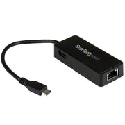 StarTech.com USB-C to Gigabit Network Adapter with Extra USB 3.0 Port - Black