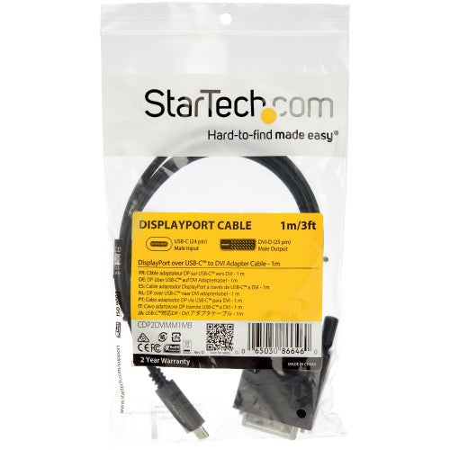 StarTech.com 3.3 ft (1m) USB-C to DVI Cable - 1920 x 1200 - Black