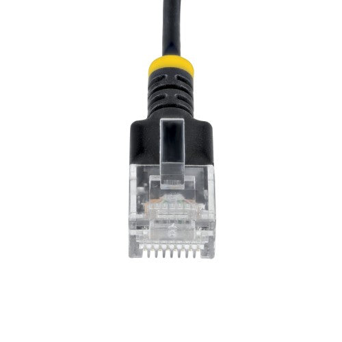 StarTech.com 1.5m Black Ultra Slim Cat6A Ethernet Cable, UTP, Pure Bare Copper Wire, 34AWG Slim RJ45 Network Patch Cord, Individually Tested