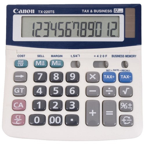 CANON TX220TS 12 DIGIT DUAL POWER TAX BUSINESS FUNCTION ADJUSTABLE DISPLAY