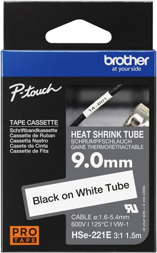 Brother HSE-221E label-making tape Black on white