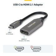 StarTech.com USB-C to HDMI Adapter, 8K 60Hz / 4K 120Hz, Thunderbolt / USB4 Compatible, USB C to HDMI 2.1 Converter, HDR10+, 7.9in (20cm) Cable
