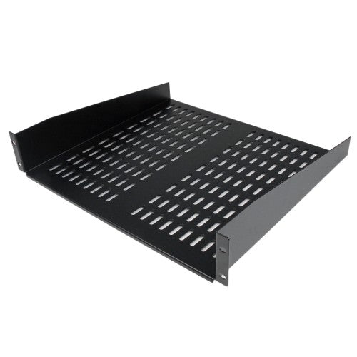 StarTech.com 2U Server Rack Shelf - Universal Vented Rack Mount Cantilever Tray for 19" Network Equipment Rack & Cabinet - Heavy Duty Steel - Weight Capacity 50lb/23kg - 16" Deep Shelf, Black - TAA