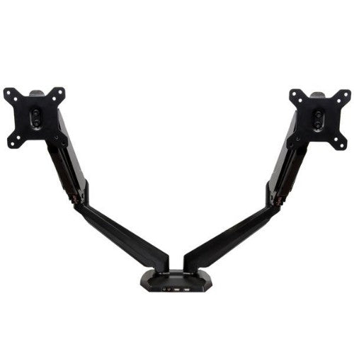 StarTech.com Desk Mount Dual Monitor Arm with USB & Audio, Desk Clamp VESA Mount for up to 32" (17.6lb/8kg) Displays, Ergonomic Full Motion Dual Monitor Arm - Black