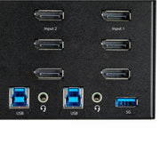 StarTech.com 2 Port Triple Monitor DisplayPort KVM Switch - 4K 60Hz UHD HDR - Desktop DP 1.2 KVM with 2 Port USB 3.0 Hub (5Gbps) & 4x USB 2.0 HID Ports, Audio - Hotkey Switching - TAA